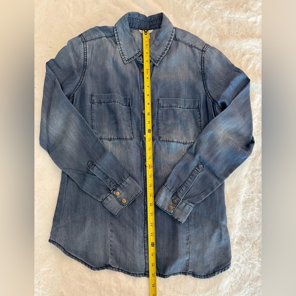 Guess Snap Buttons, 100% Tencel, Long Sleeve, Blue Denim-like Shirt- size S - Picture 14 of 15